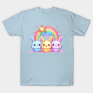 Kawaii Bunnies Pride Rainbow Squadron T-Shirt